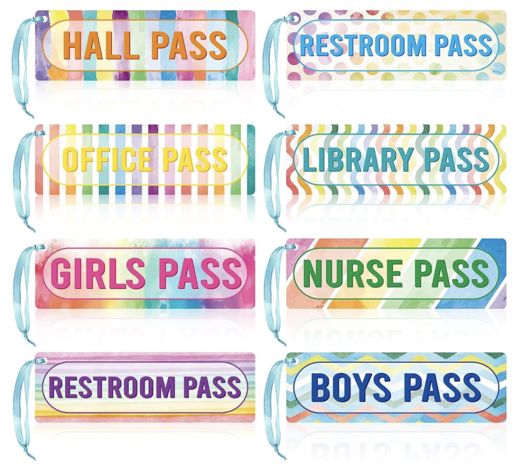 8-piece Watercolor Rainbow Magnetic Hall Pass Set